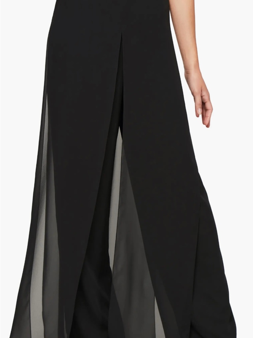 Another Thyme Black Shiffon Wide Leg Draped Trouser Size XL